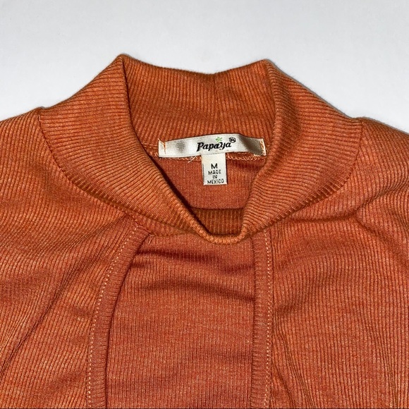 Papaya Orange Ribbed Wrap Crop Top - Picture 6 of 10